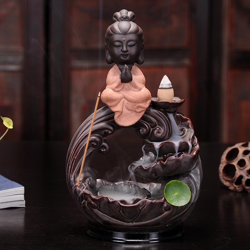 Pink Wave Buddha Backflow Incense Burner