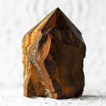 Raw Tiger Eye Crystal Point with Natural Sides