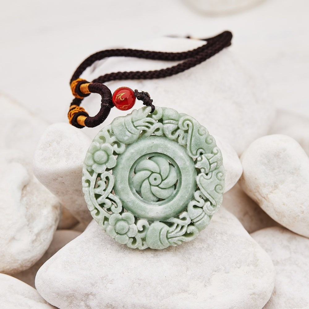 Natural Jade Flower Necklace