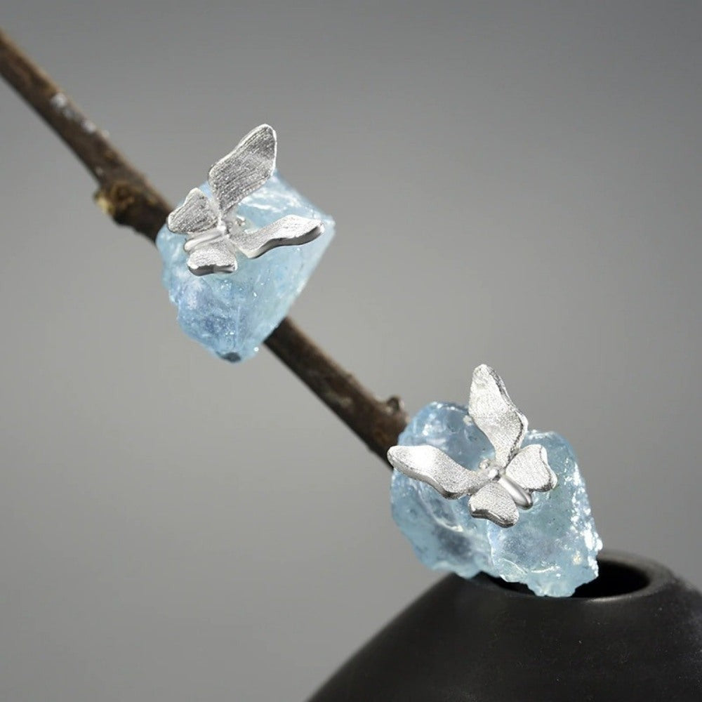 Butterfly Aquamarine Stud Earrings – MindfulSouls