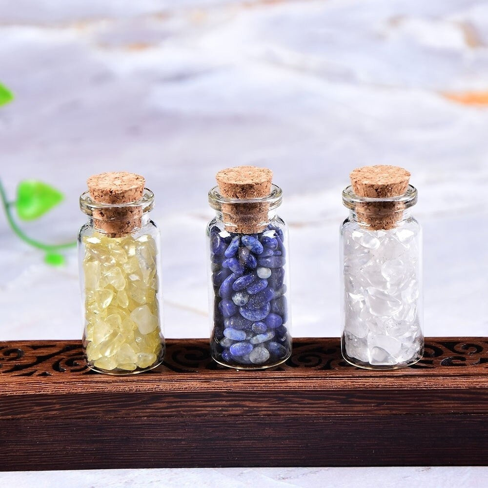 Natural Gemstone Glass Bottle Decor Set