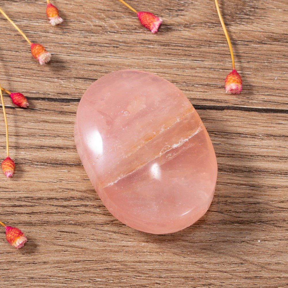 Polished Rose Quartz Palm Stone