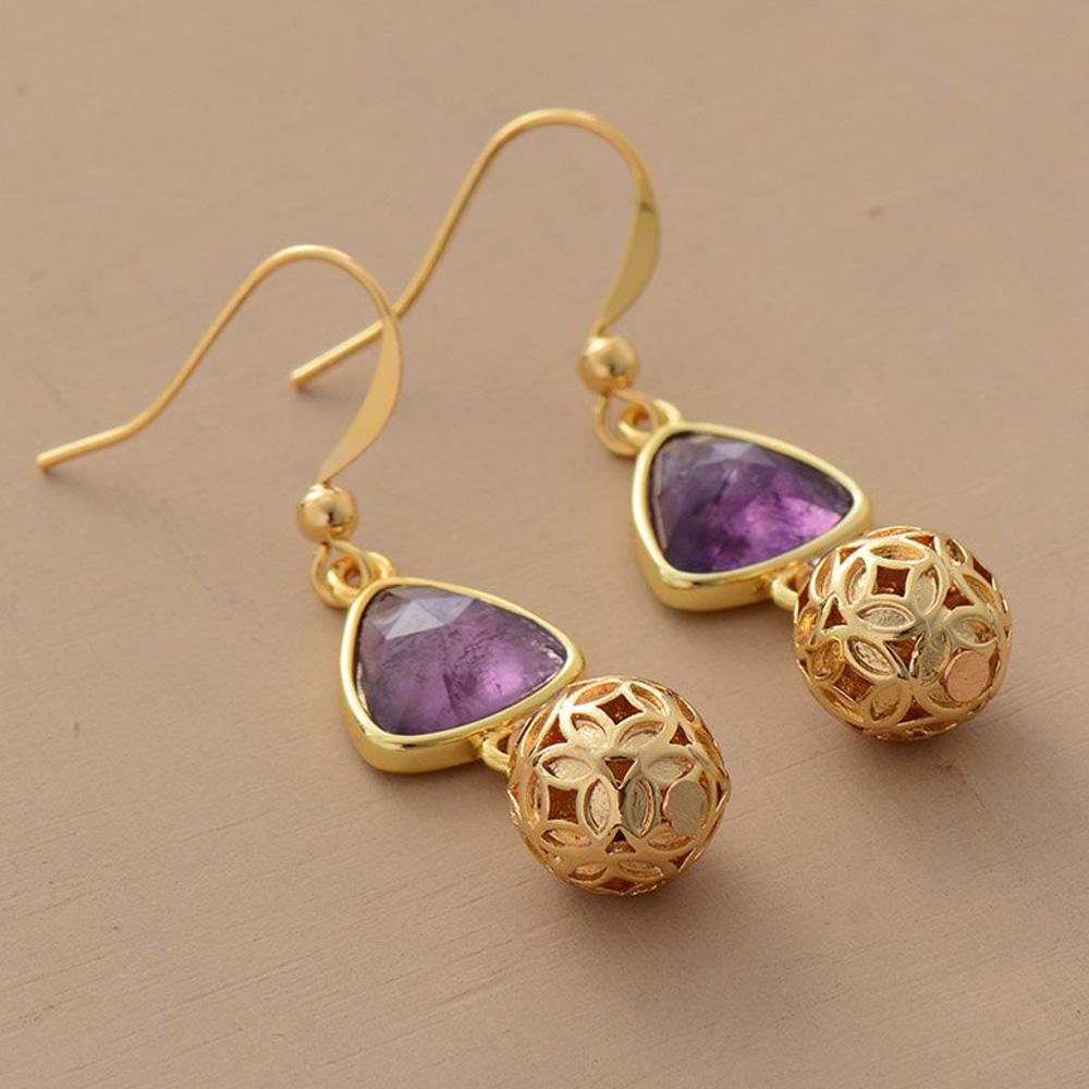 Amethyst Gold Dangle Earrings
