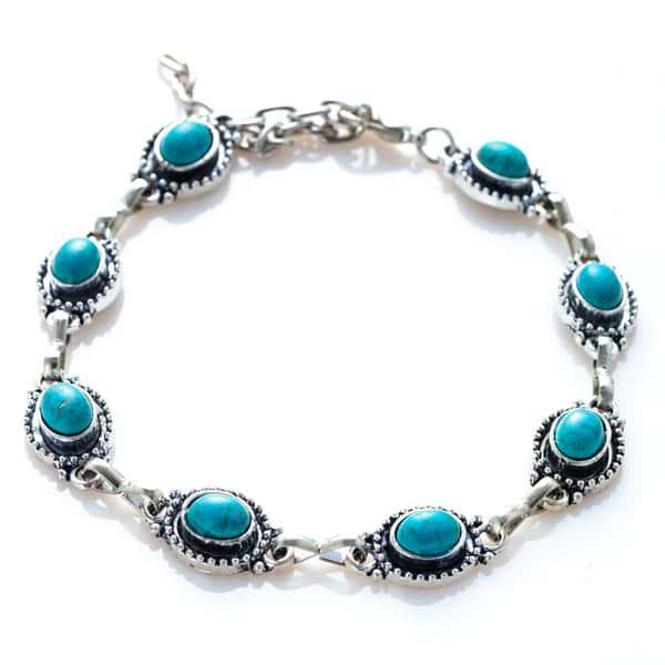 Turquoise Silver Anklet Bracelet – MindfulSouls