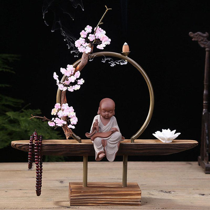 Light Grey Buddha Waterfall Backflow Incense Burner