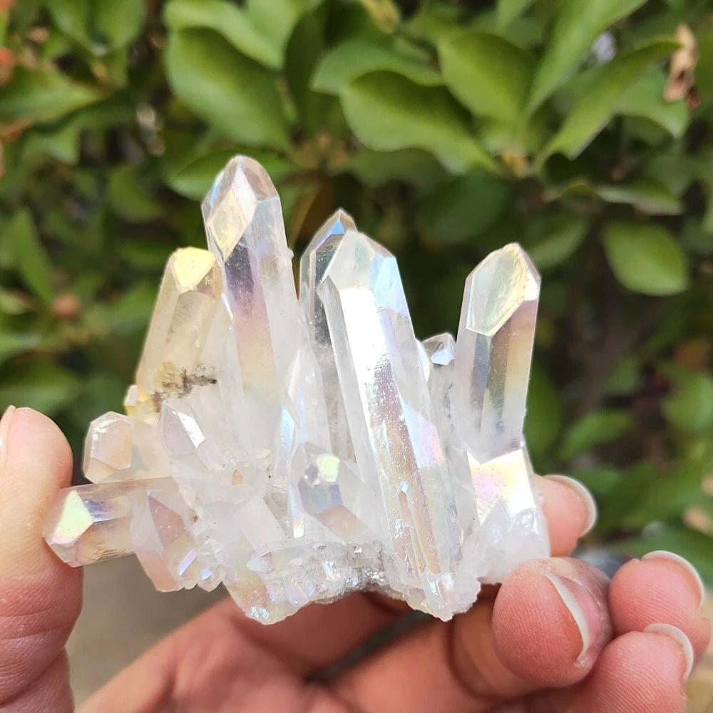 White Angel Aura Quartz Crystal Stone