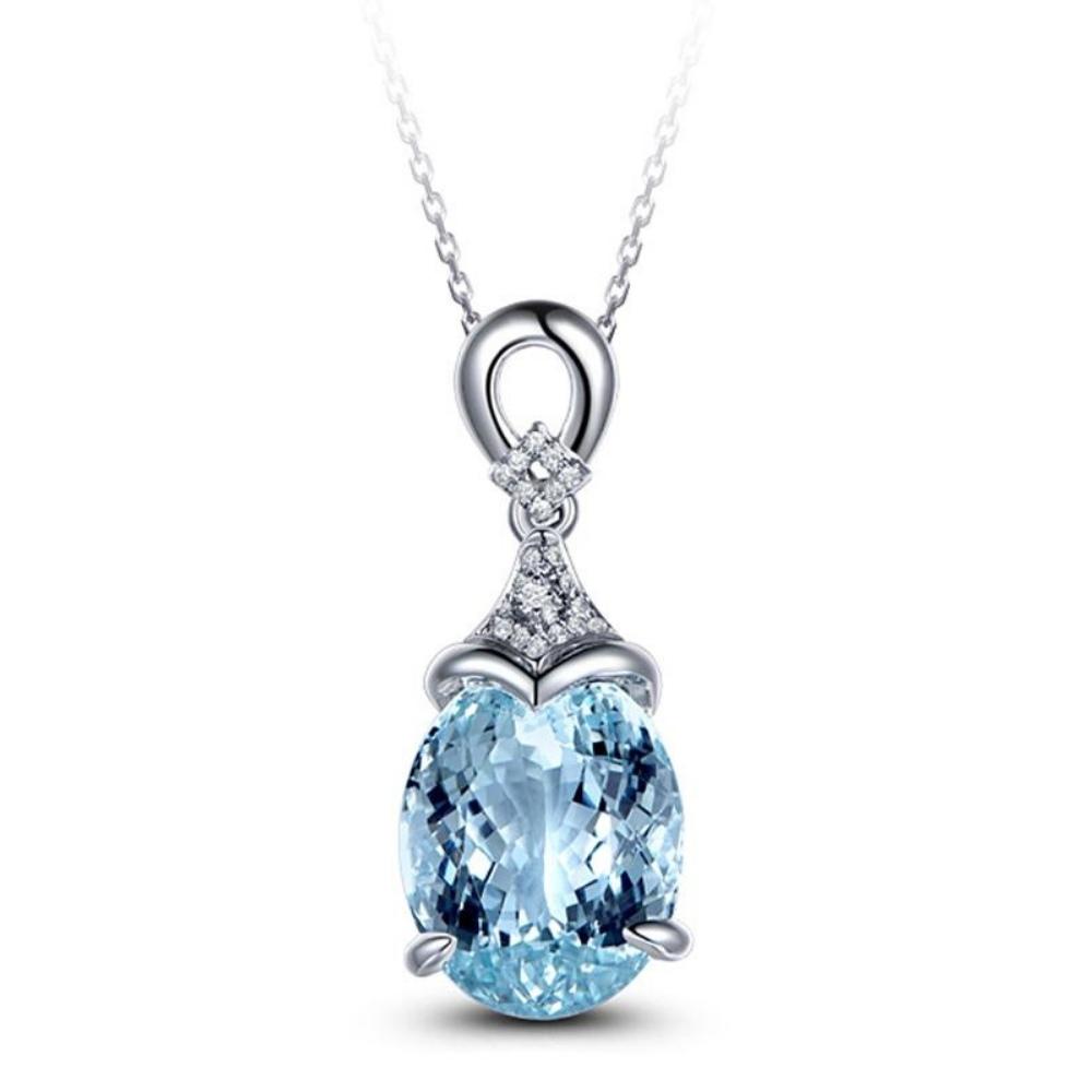 Aquamarine Stone Drop Necklace