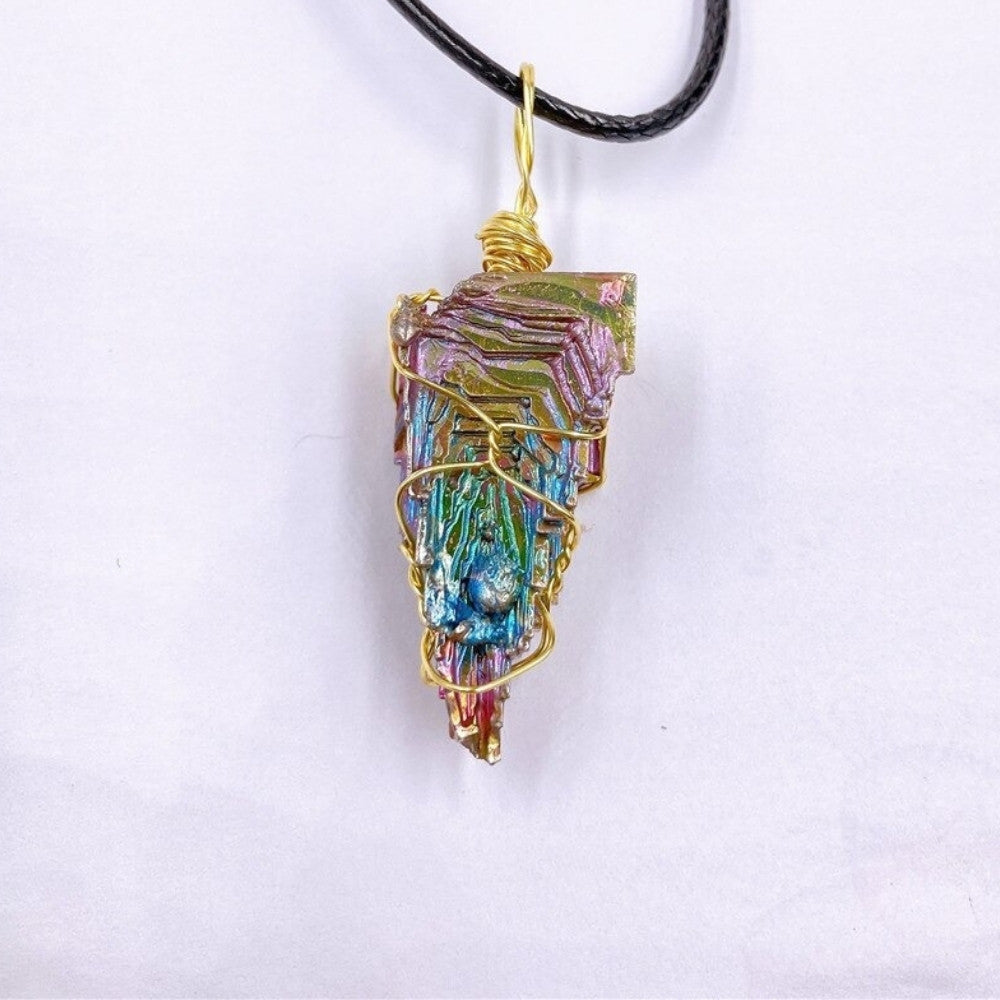 Rainbow Bismuth Crystal Necklace