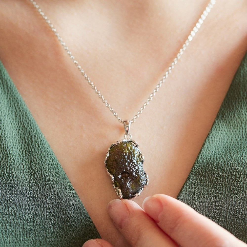 Moldavite necklace real Clearance
