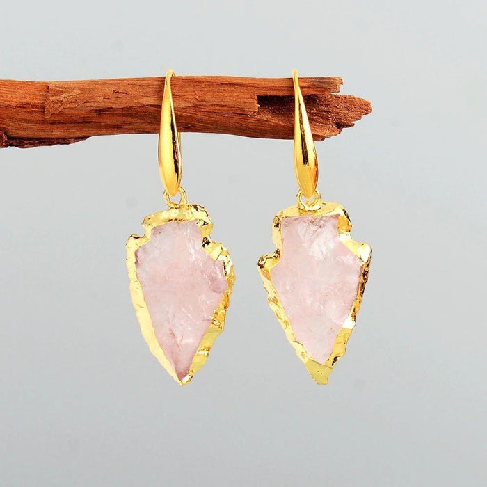 Rose Quartz Crystal Drop Earrings