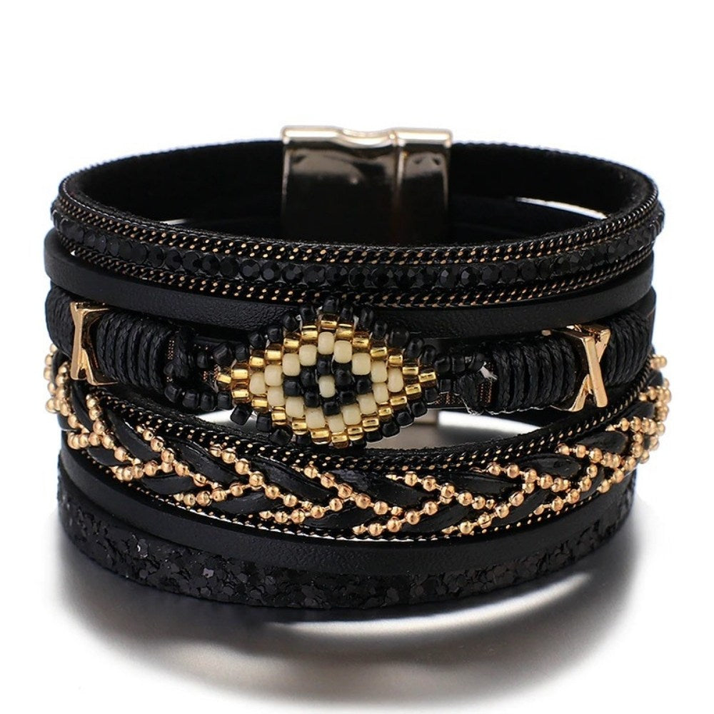 Black Bohemian Charm Evil Eye Bracelet