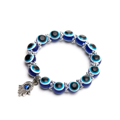 Blue Hamsa Hand Evil Eye Bracelet