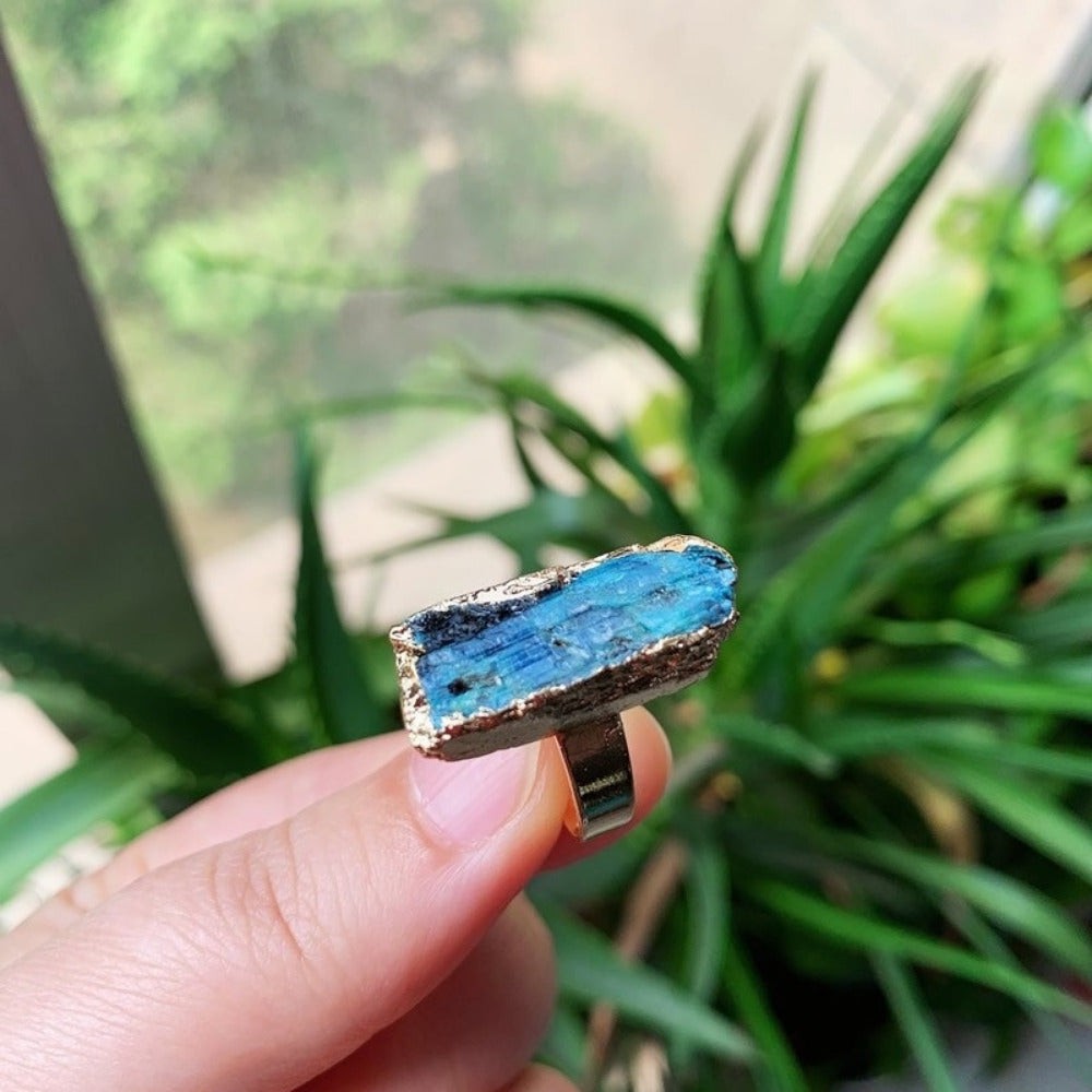 Good Kyanite ring stone rings adjustable stone ring statement ring large ring