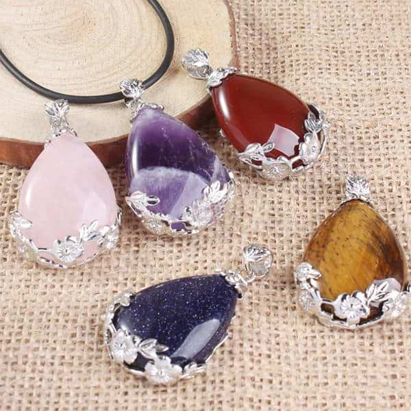 Flower Crystal Teardrop Necklace