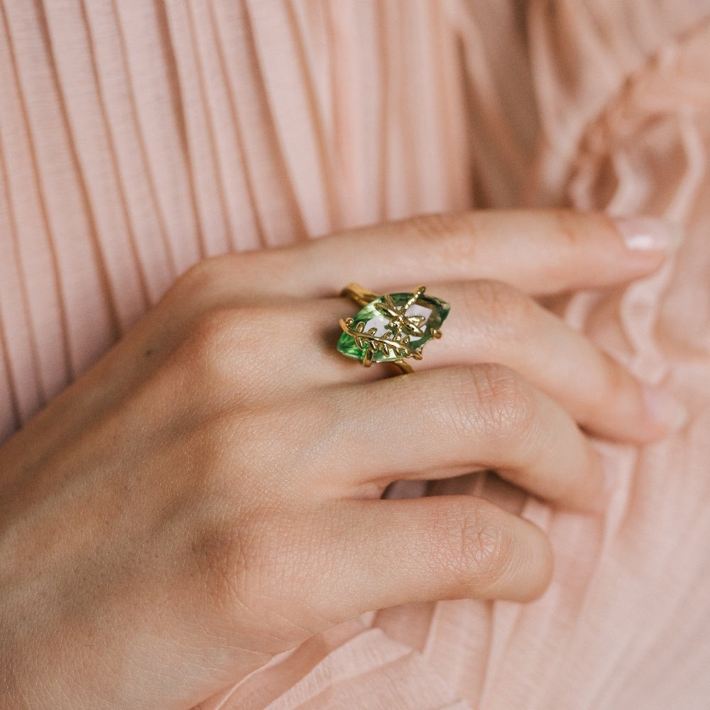 Emerald Dragonfly Gemstone Ring
