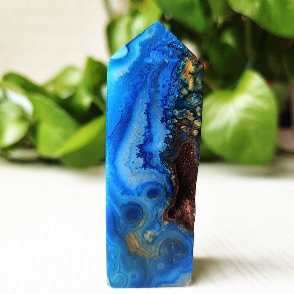 Mesmerizing Blue Silk Agate Crystal Point