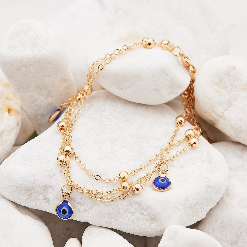 Evil Eye Anklet Gold