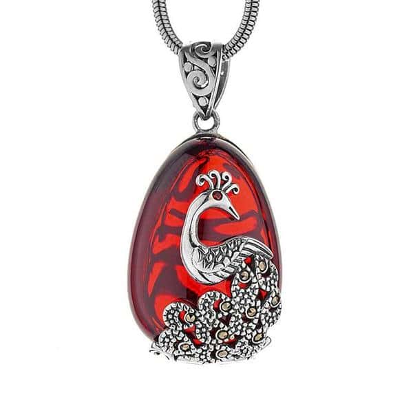 Red Garnet Peacock Necklace