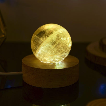 Yellow Calcite Crystal Ball Lamp