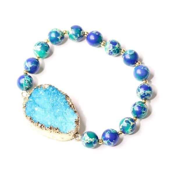 Druzy and Jasper Ocean Bracelet