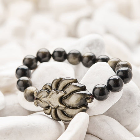 Fox Guardian Black Obsidian Bracelet
