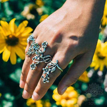 Sacred Blooming Flowers Ring Set