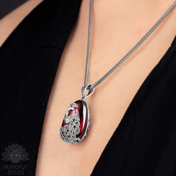 Red Garnet Peacock Necklace