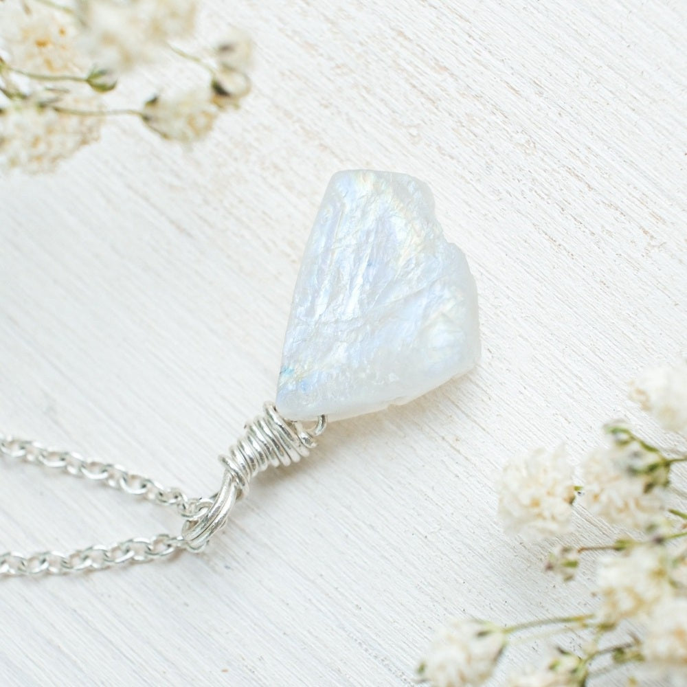 Natural Rainbow Moonstone Necklace