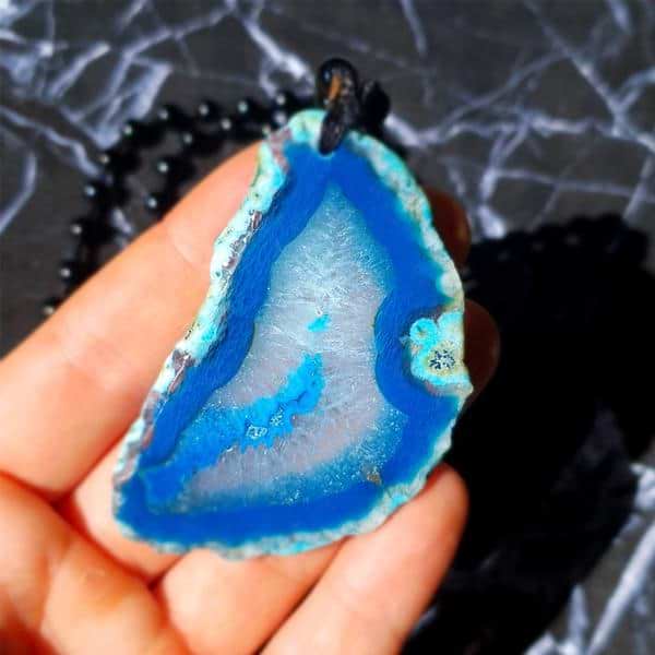 Handmade Baby Blue Agate Slice shops Station Double Strand Graduated Layer Necklace