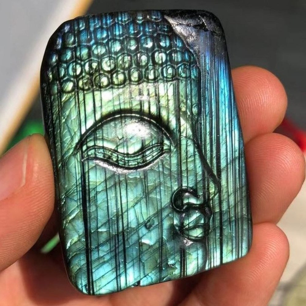 Carved Buddha Labradorite Crystal