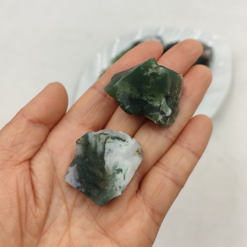 Raw Natural Green Moss Agate Stones