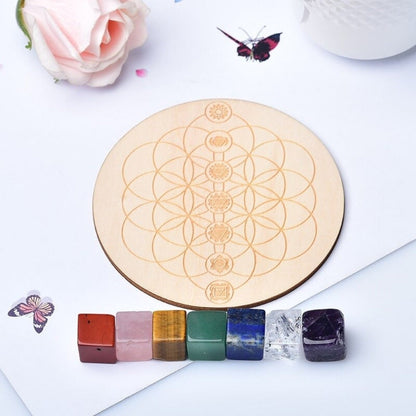 Chakra Stone Set With Crystal Grid Board