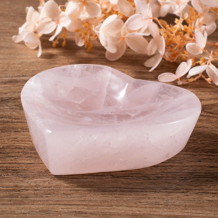 Rose Quartz Heart Crystal Bowl