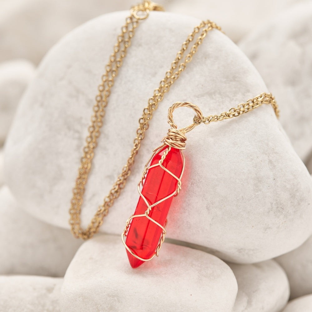 Red Carnelian Heart Necklace with Rubies | Monica Rich Kosann