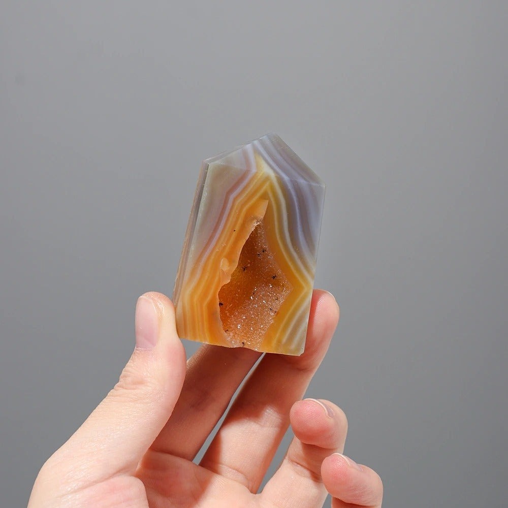 Cave Formation Agate Crystal Point Tower