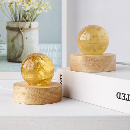 Yellow Calcite Crystal Ball Lamp