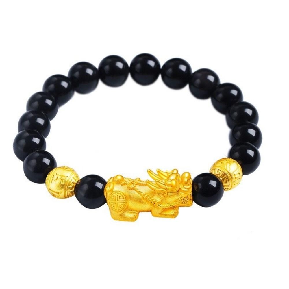 Feng Shui Black Obsidian Pi Xiu Wealth Bracelet Attract Lucky Good Stone  Bracelet Beads J1N9 - Walmart.com