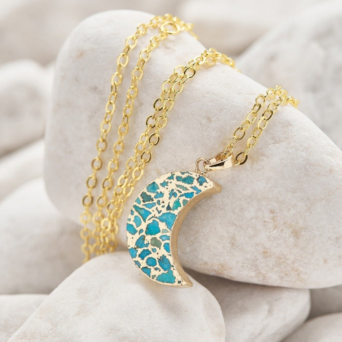 Crystal Turquoise Moon Necklace