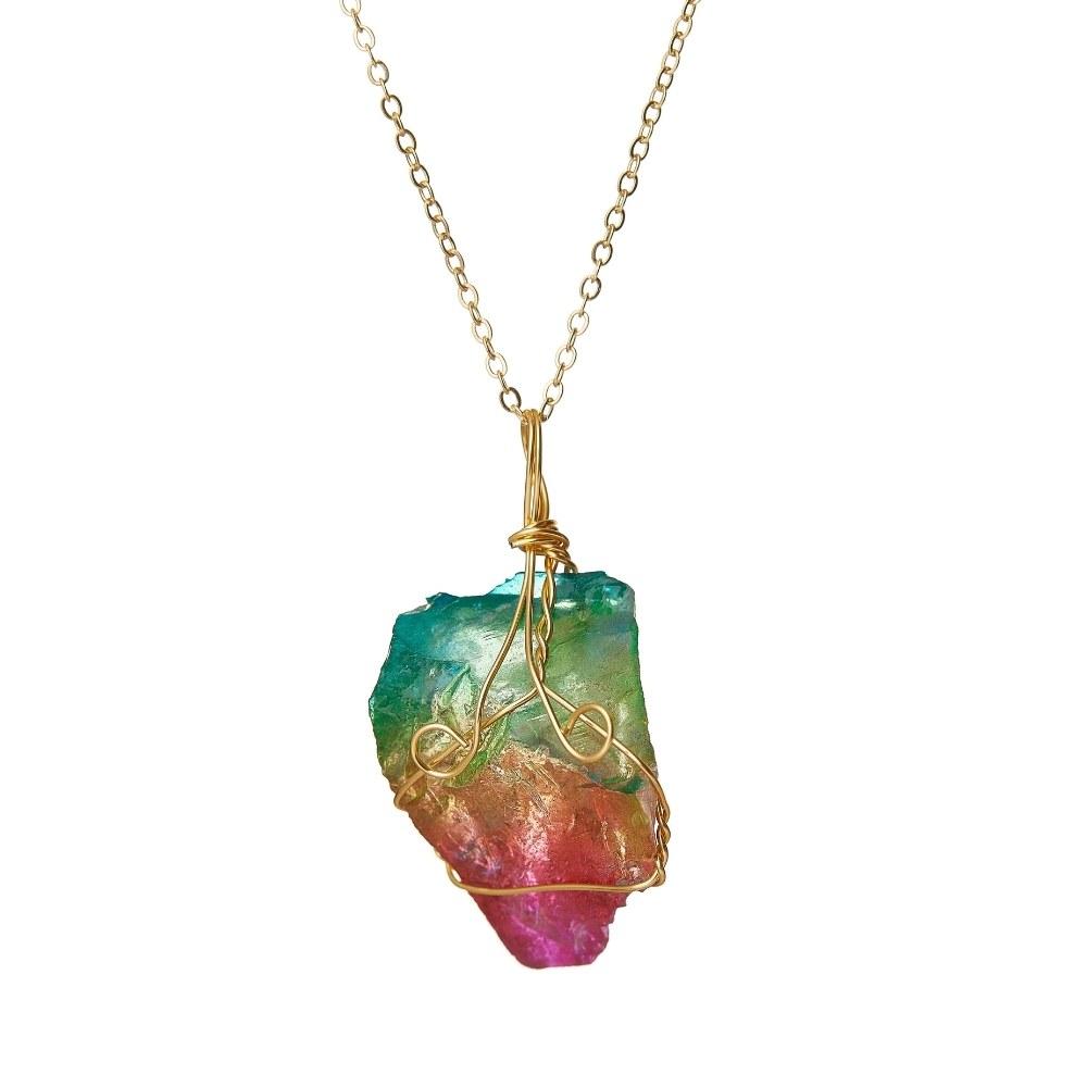 Rainbow aura quartz on sale necklace