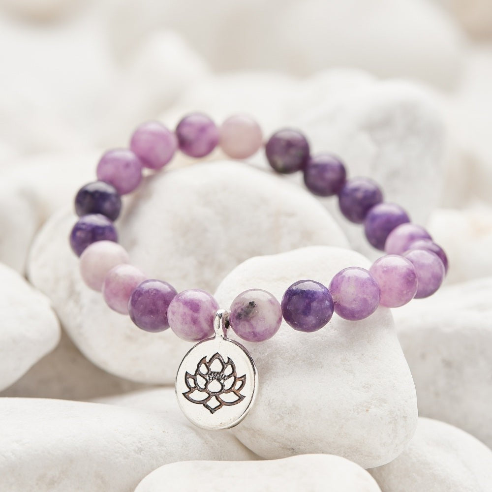 Purple Lepidolite Crystal Charm Bracelet