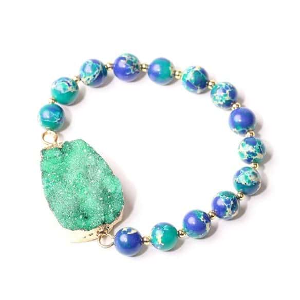 Druzy and Jasper Ocean Bracelet