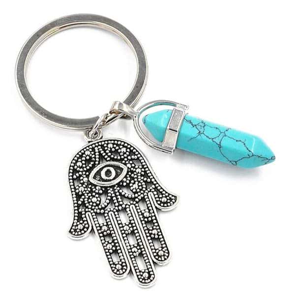 Hamsa Hand Natural Gemstone Keychain