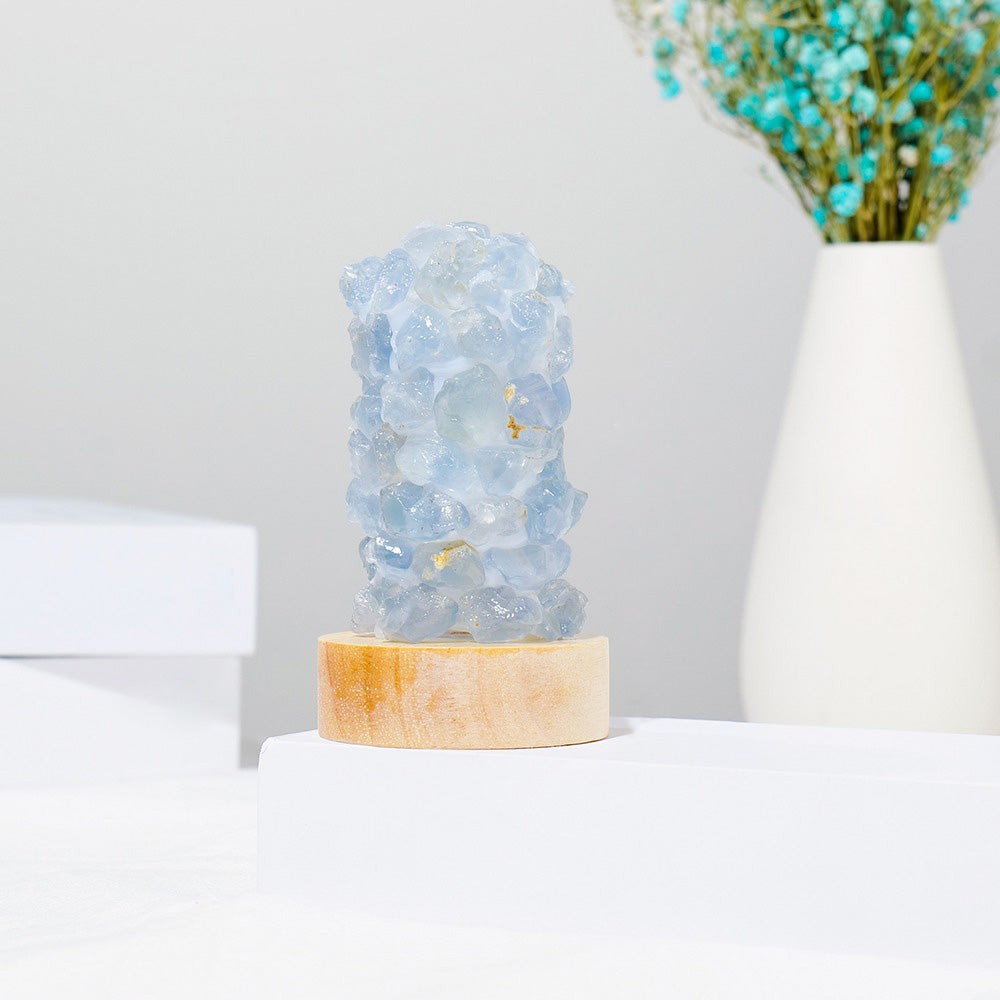 Blue Celestite Crystal Lamp