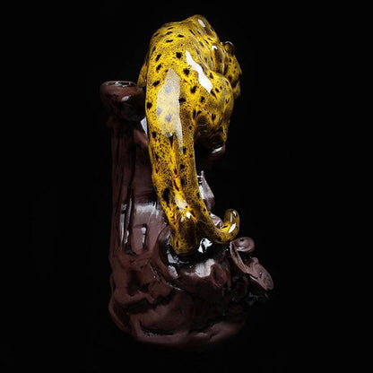 Gold Ceramic Leopard Waterfall Backflow Incense Burner