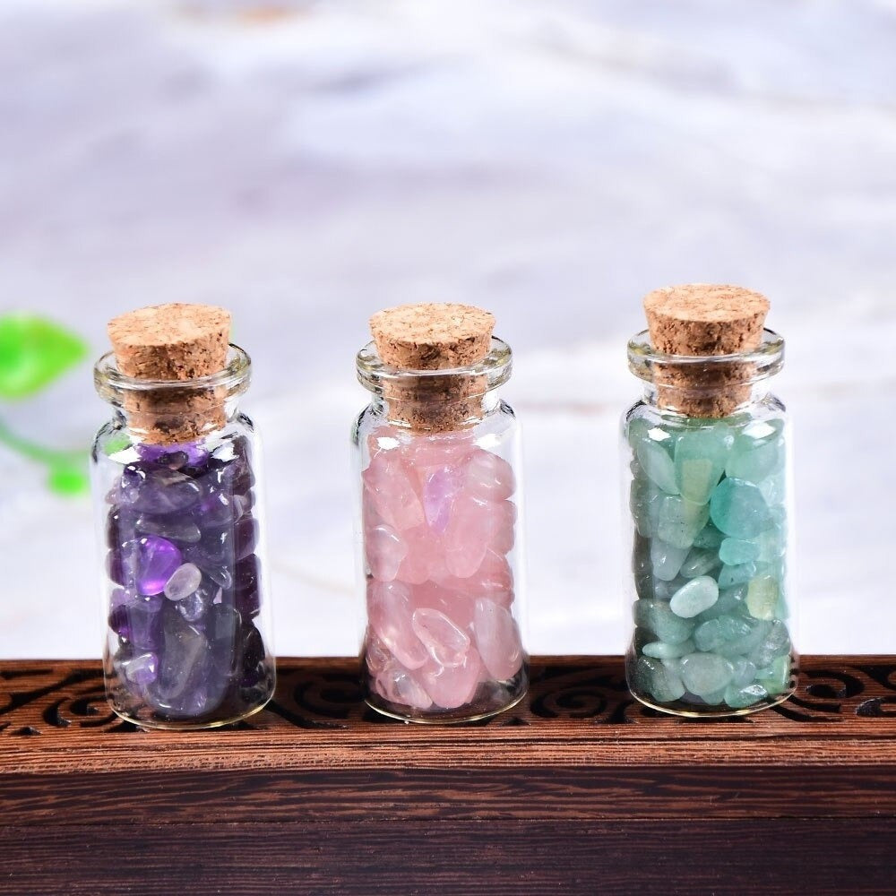 Natural Gemstone Glass Bottle Decor Set