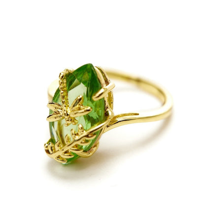 Emerald Dragonfly Gemstone Ring