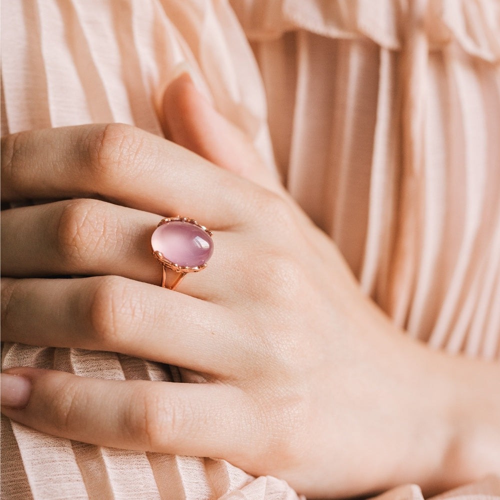 Natural rose sales quartz ring