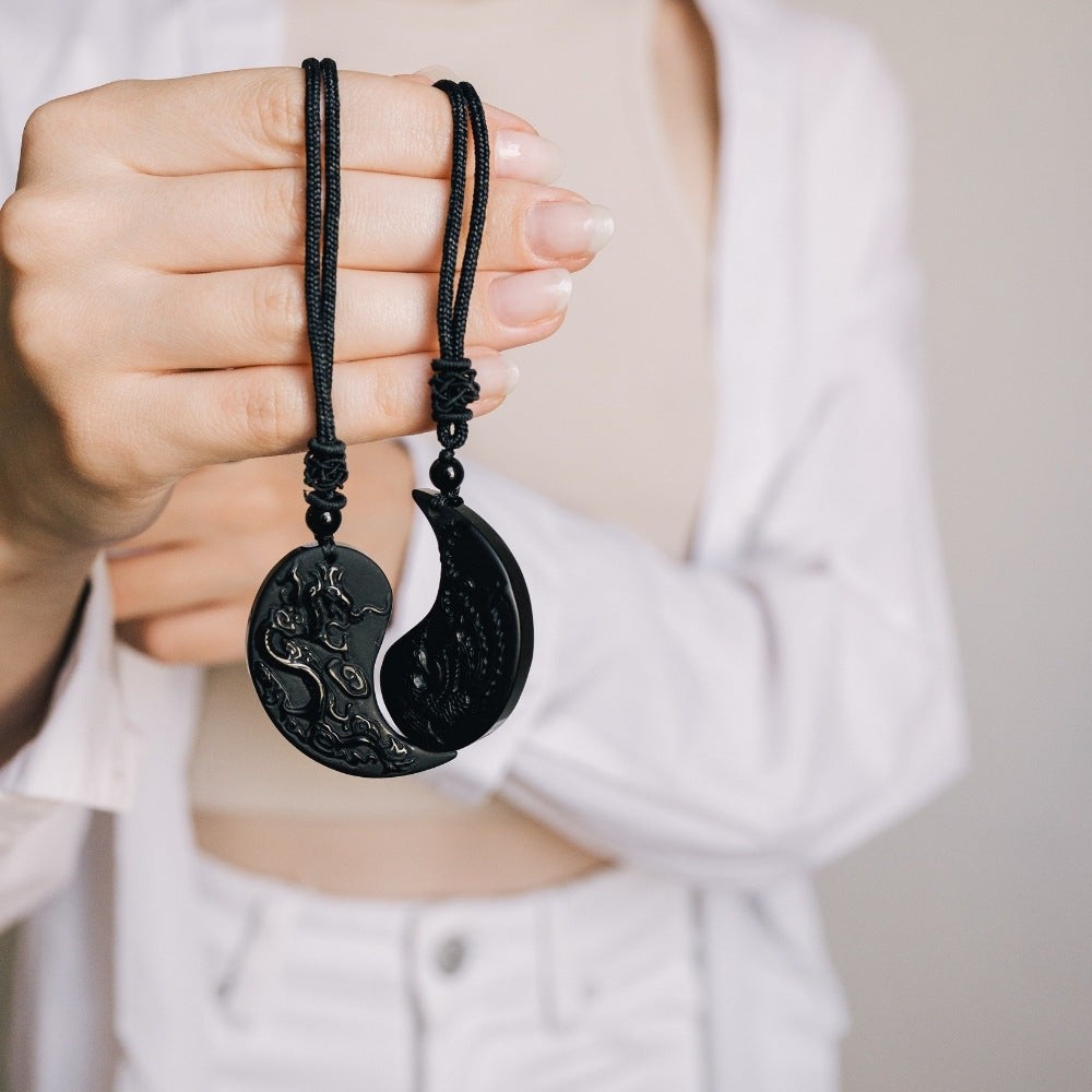 Obsidian Ying Yang Couple Matching Necklaces – MindfulSouls