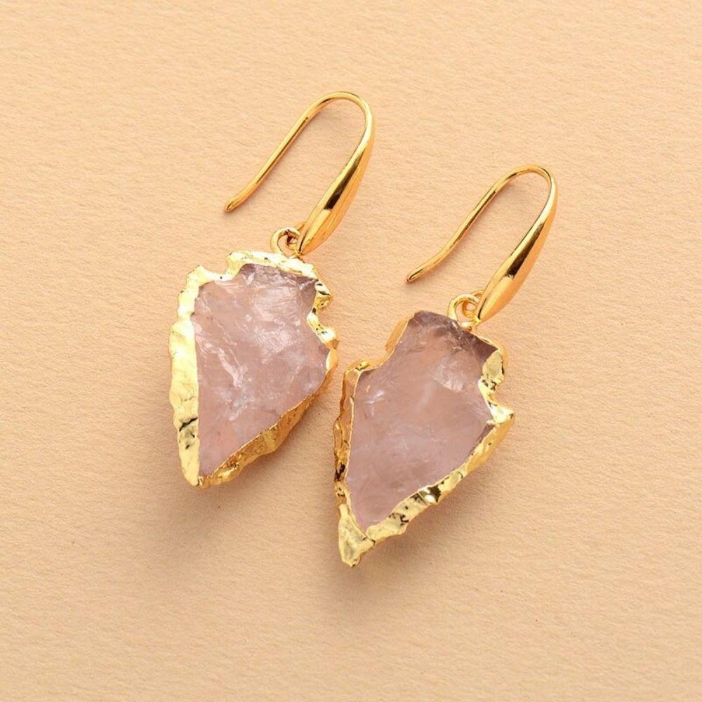 Rose Quartz Crystal Drop Earrings