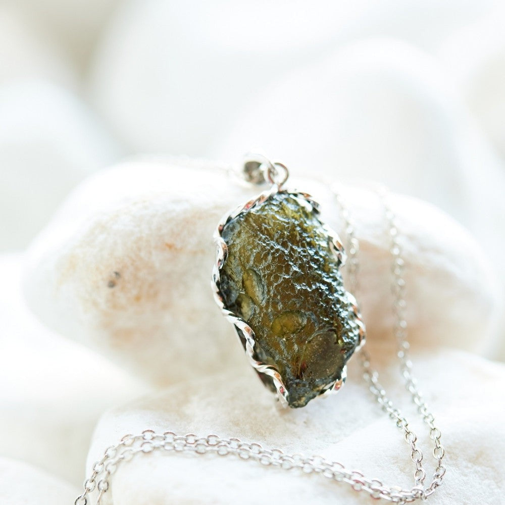 Moldavite necklace deals with certificate